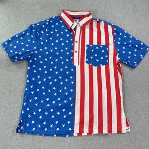 The Nutter Button Down Shirt Mens Medium American Flag Stars Stripes Made USA